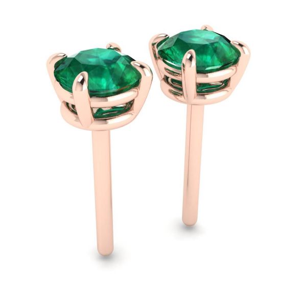 Classic Emerald Stud Earrings Rose Gold,  Enlarge image 3