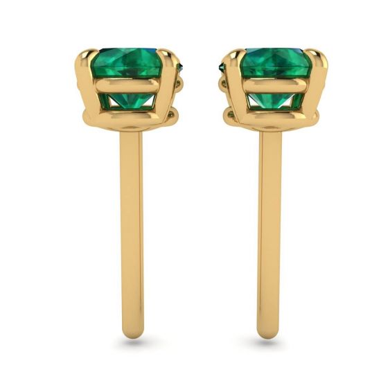 Classic Emerald Stud Earrings Yellow Gold,  Enlarge image 2