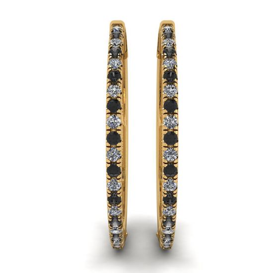 Hoop Black and White Diamond Earrings Yellow Gold, More Image 1