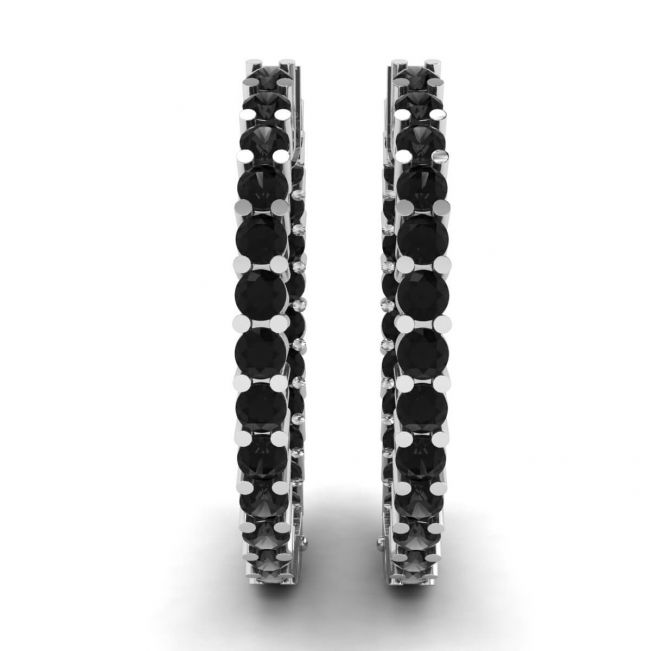 Black Diamond Hoop Earrings  - Photo 2