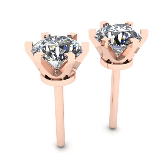 Classic Diamond Stud Earrings in 18K Rose Gold, More Image 1