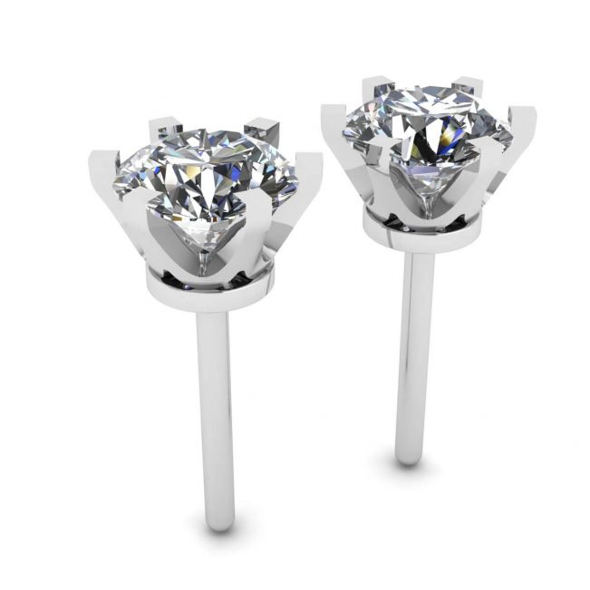 Classic Diamond Stud Earrings in 18K White Gold - Photo 2