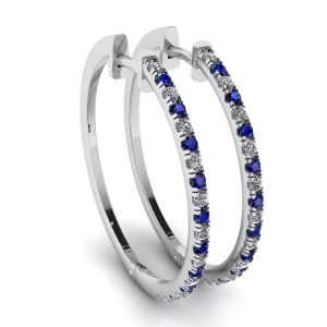 Hoop Sapphire and Diamond Earrings White Gold