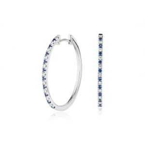 Hoop Sapphire and Diamond Earrings - Photo 1