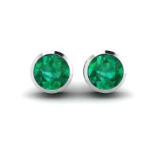 Emerald Stud Earrings in White Gold