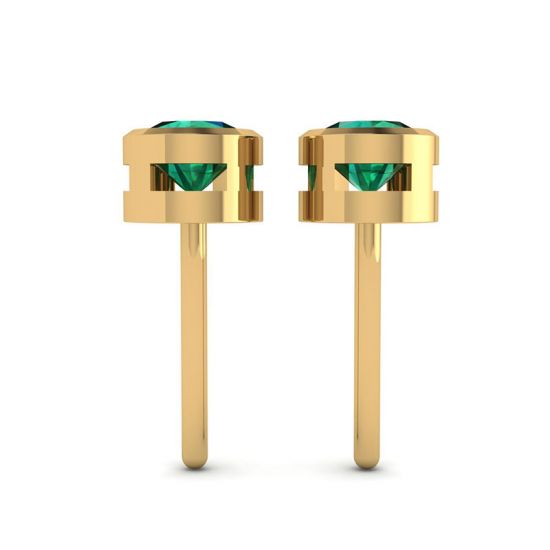 Emerald Stud Earrings in Yellow Gold,  Enlarge image 2