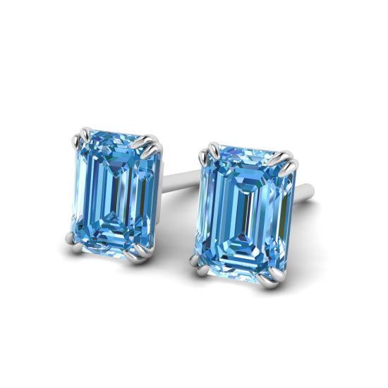 Blue Topaz Stud Earrings,  Enlarge image 3