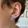 Heart Shape Blue Topaz Stud Earrings, Image 2