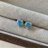 Heart Shape Blue Topaz Stud Earrings, Image 3