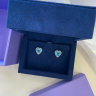 Heart Shape Blue Topaz Stud Earrings, Image 4