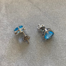 Heart Shape Blue Topaz Stud Earrings, Image 5