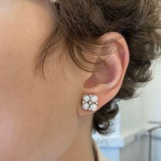 Sea Pearl and Diamond Stud Earrings