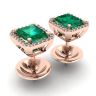 2 carat Emerald with Diamond Halo Stud Earrings Rose Gold, Image 3