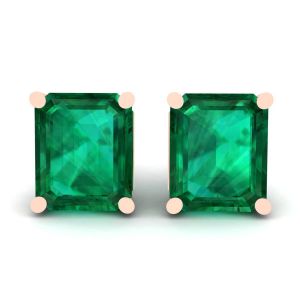 Simple 1.40 carat Emerald Earrings Rose Gold