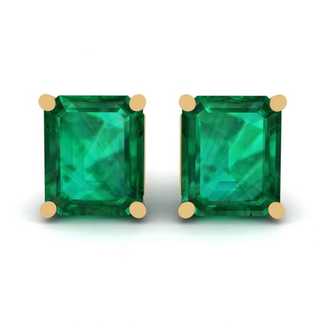 Simple 1.40 carat Emerald Earrings Yellow Gold