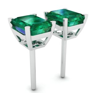 Simple 1.40 carat Emerald Earrings White Gold - Photo 2