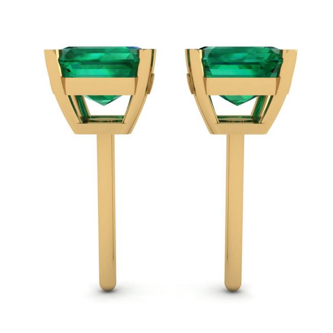 Simple 1.40 carat Emerald Earrings Yellow Gold - Photo 1
