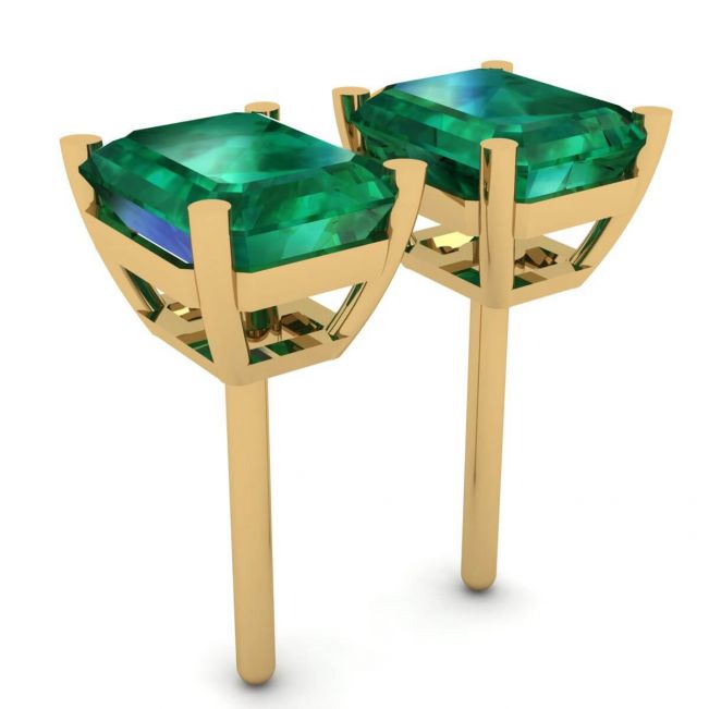 Simple 1.40 carat Emerald Earrings Yellow Gold - Photo 2