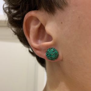 Oversize Emerald Ball Earrings - Photo 1