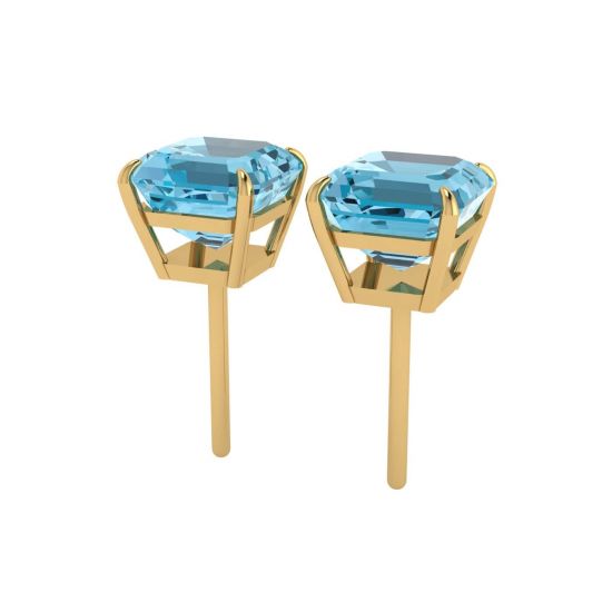 Square Swiss Blue Topaz Stud Earrings,  Enlarge image 2