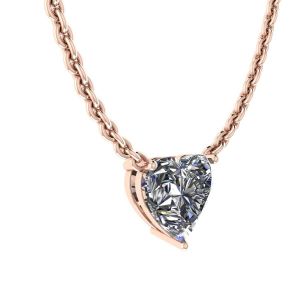 Heart Diamond Solitaire Necklace on Thin Chain Rose Gold - Photo 1