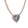 Heart Diamond Solitaire Necklace on Thin Chain Rose Gold, Image 2