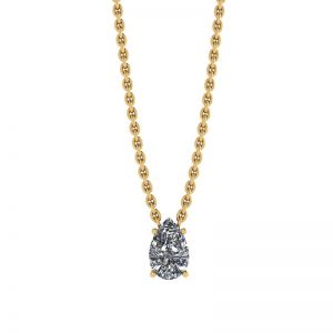 Pear Diamond Solitaire Necklace on Thin Yellow Chain