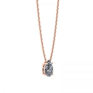 Pear Diamond Solitaire Necklace on Thin Rose Chain - Photo 1