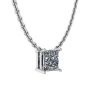 Princess Diamond Solitaire Necklace on Thin Chain White Gold, Image 2