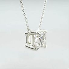 Princess Diamond Solitaire Necklace on Thin Chain
