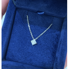 Rhombus Princess Cut Diamond Solitaire Necklace