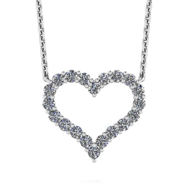 Diamond Heart Necklace in 18K White Gold