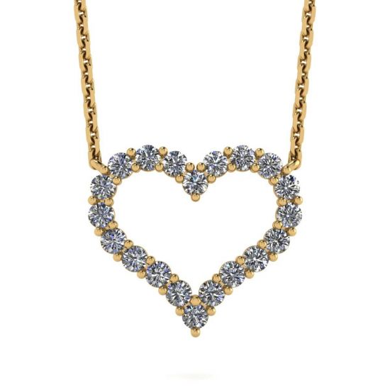 Diamond Heart Necklace in 18K Yellow Gold, Enlarge image 1