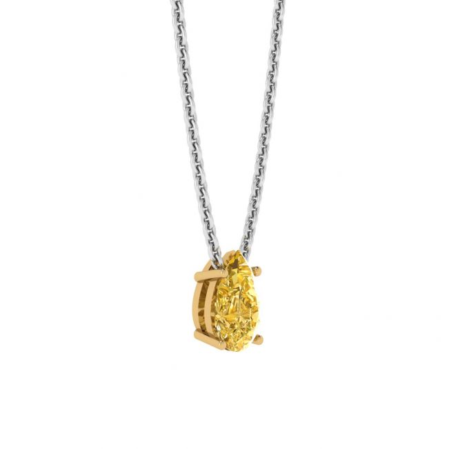 Pear Shaped Fancy Yellow Diamond Chain Necklace Yellow Gold - Photo 1