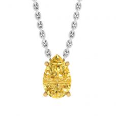 Pear Shaped Fancy Yellow Diamond Chain Necklace Yellow Gold