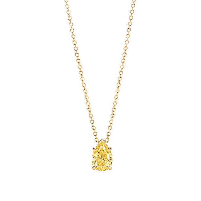 Pear Shaped Fancy Yellow Diamond Chain Necklace