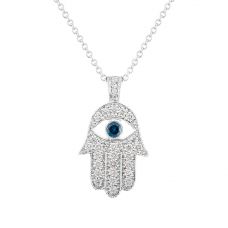 Hamsa Pendant with Diamonds and Sapphires