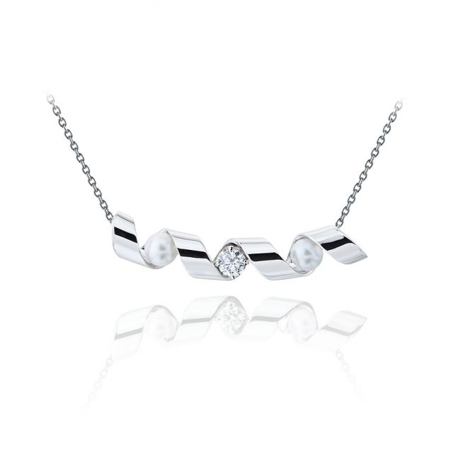 Smile Necklace with Diamond and Sea Pearls - Ruban Collection