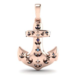 Anchor Sapphire Pendant in 18K Rose Gold - Photo 2