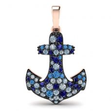 Anchor Sapphire Pendant in 18K Rose Gold