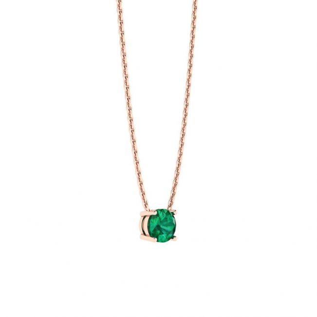 1/2 carat Round Emerald on Rose Gold Chain - Photo 1