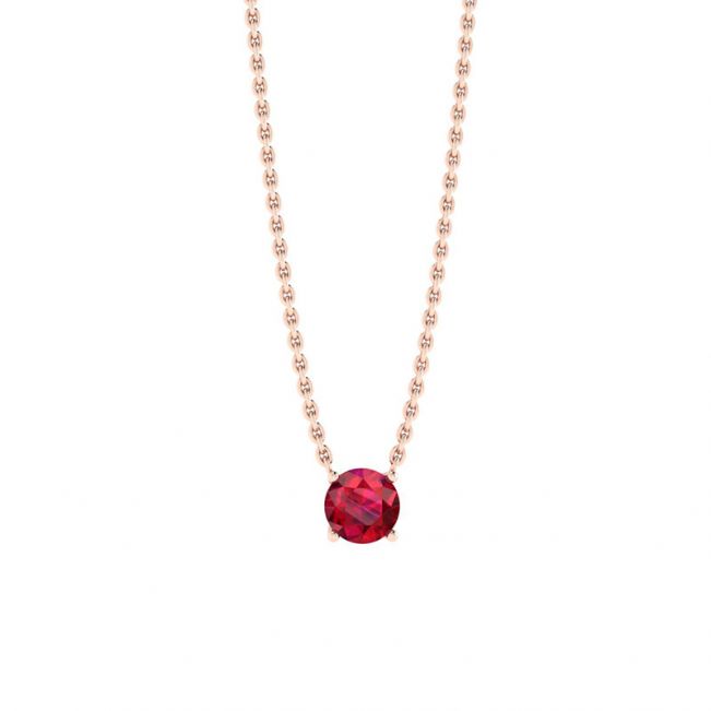 1/2 carat Round Ruby on Rose Gold Chain