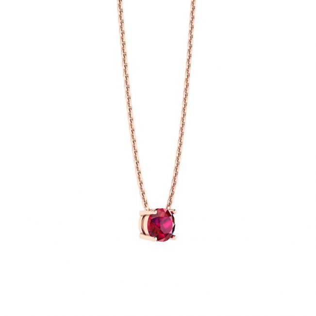 1/2 carat Round Ruby on Rose Gold Chain - Photo 1