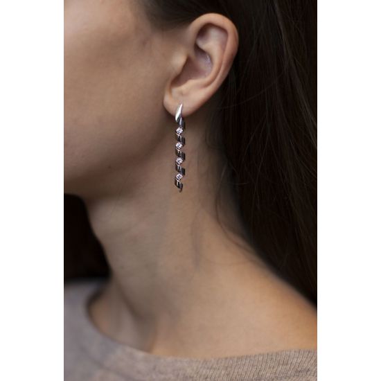 Long Earrings with Diamonds 0.88 ct - Ruban Collection,  Enlarge image 2
