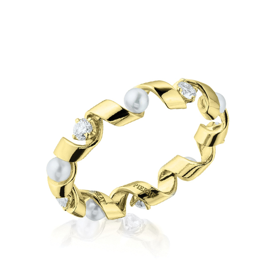 Ring with Diamonds and Sea Pearls - Ruban Collection,  Enlarge image 2