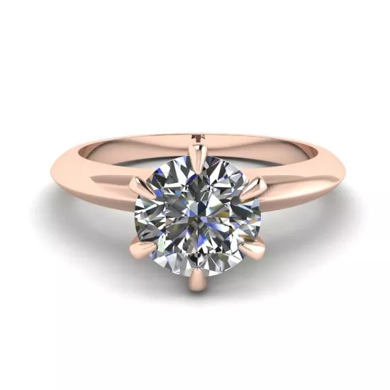 Round Diamond 6-prong engagement ring in Rose Gold, Enlarge image 1