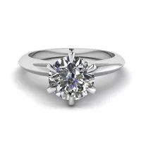Round diamond 6-prong engagement ring in white gold
