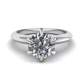 Round diamond 6-prong engagement ring in white gold