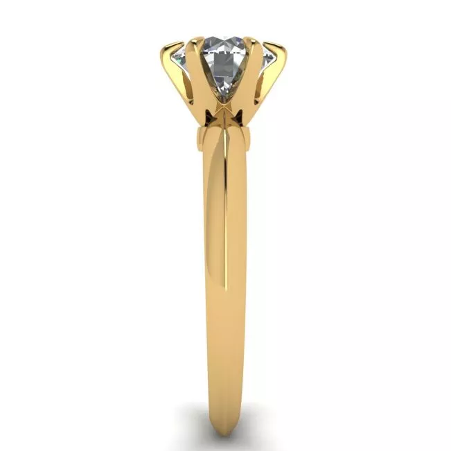 Round diamond 6-prong engagement ring in Yellow Gold - Photo 2