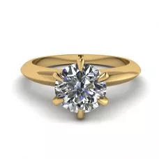 Round diamond 6-prong engagement ring in Yellow Gold